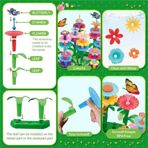 Flower Garden Building Toys for Girls Age 3, 4, 5, 6, 7 Year Old - STEM Toy - Picture 2 of 6